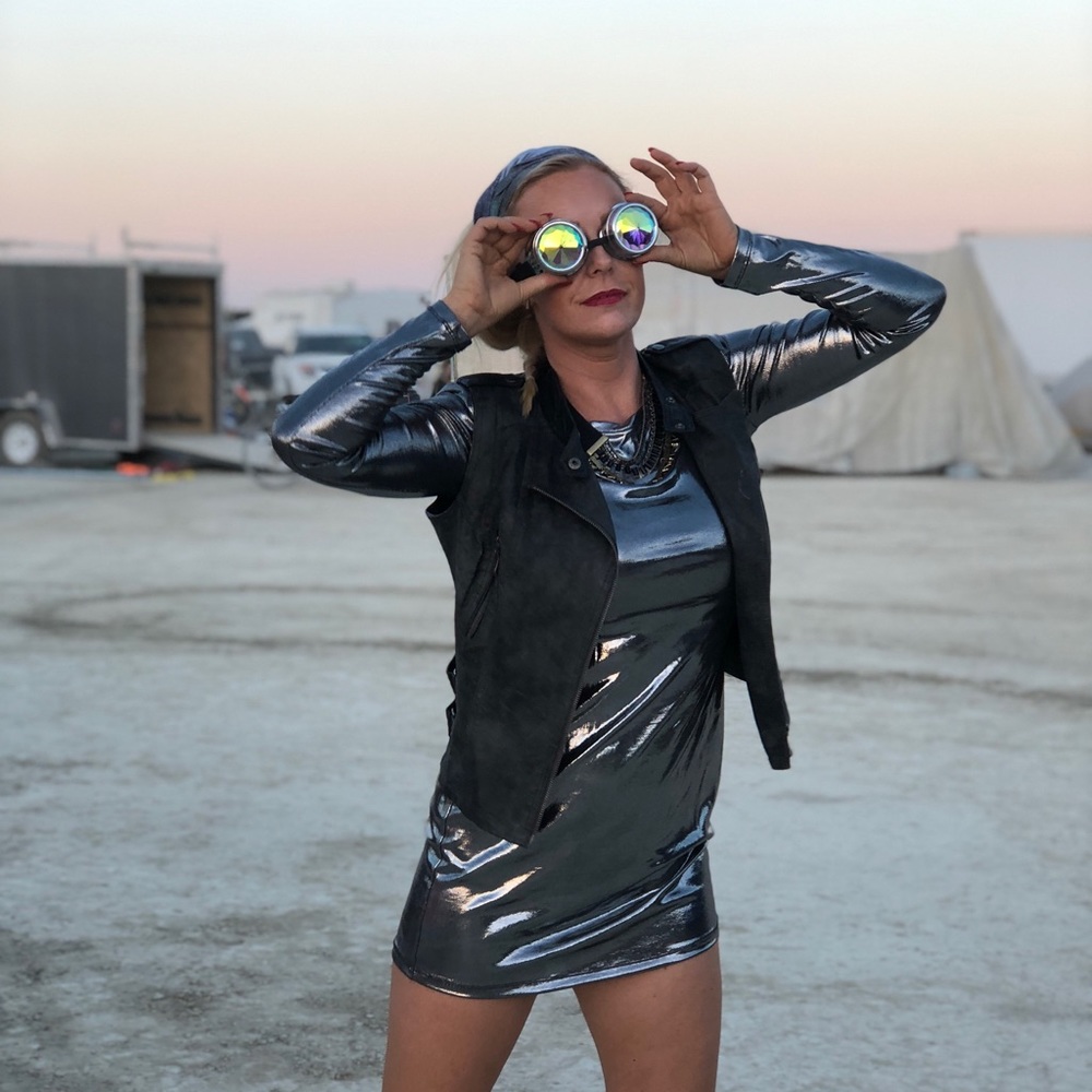 Rave festival silver dress costume burning man